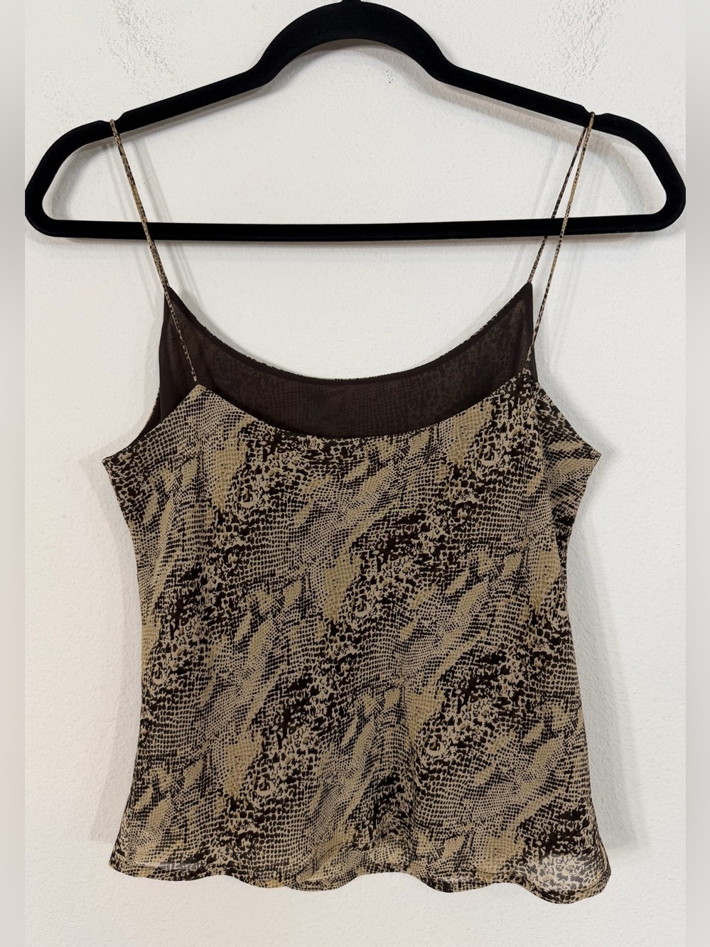 Vintage Ann Taylor Silk Two Piece Skirt Set Brown Snakeskin Cami Midi Size 2/4 - Picture 9 of 16